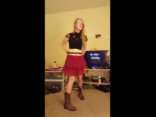 slutty amateur girlfriend stripping in cowgirl boots